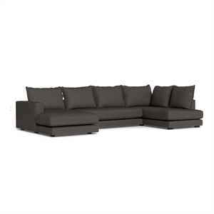 Cozy u-sofa med chaiselong og open end - 360 x 195 cm. - Dessin Politano 95 Antracit